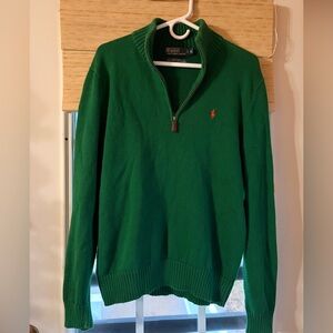 Ralph Lauren Men's Green Zip-Up Sweater